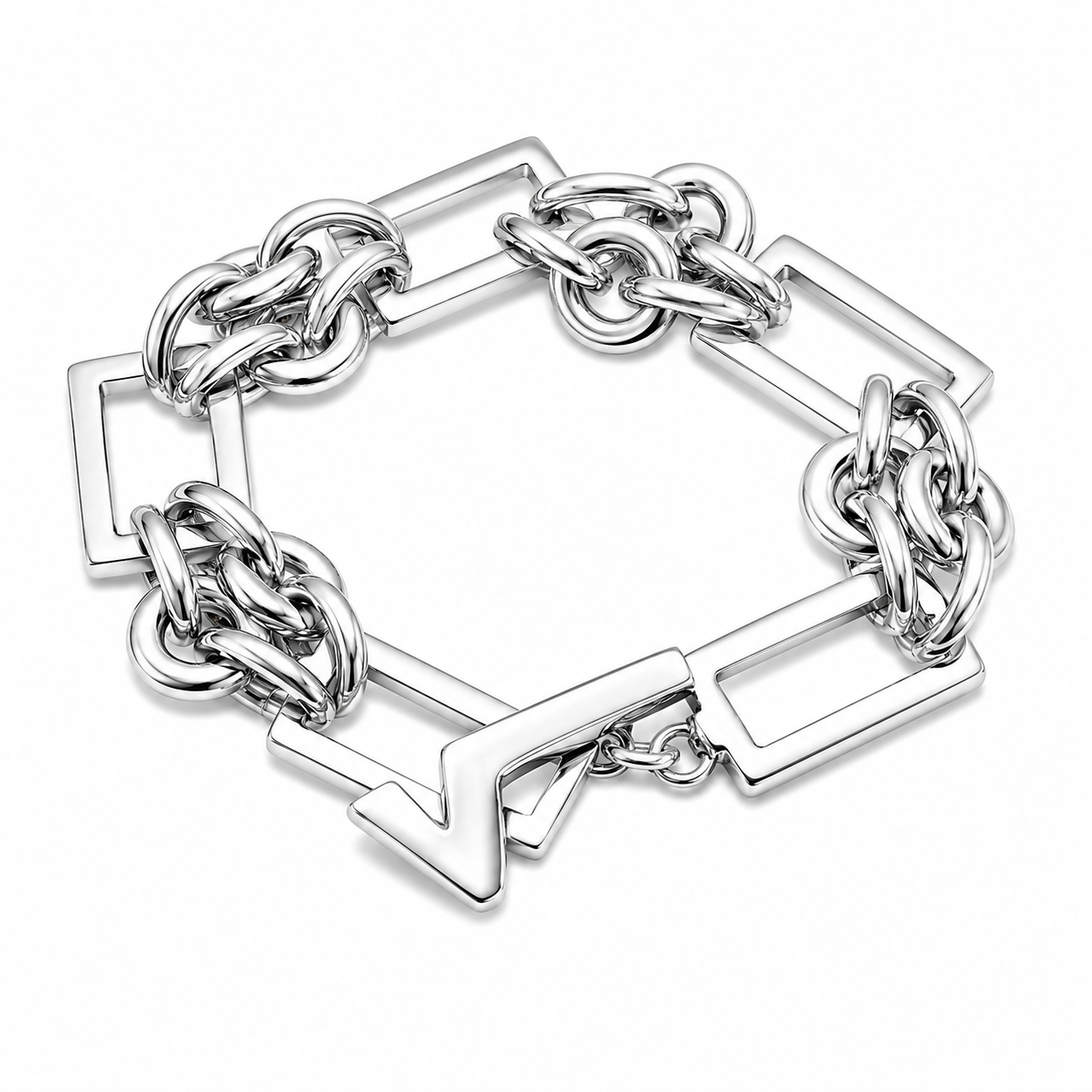 Circles And Rectangles Linked Bracelet