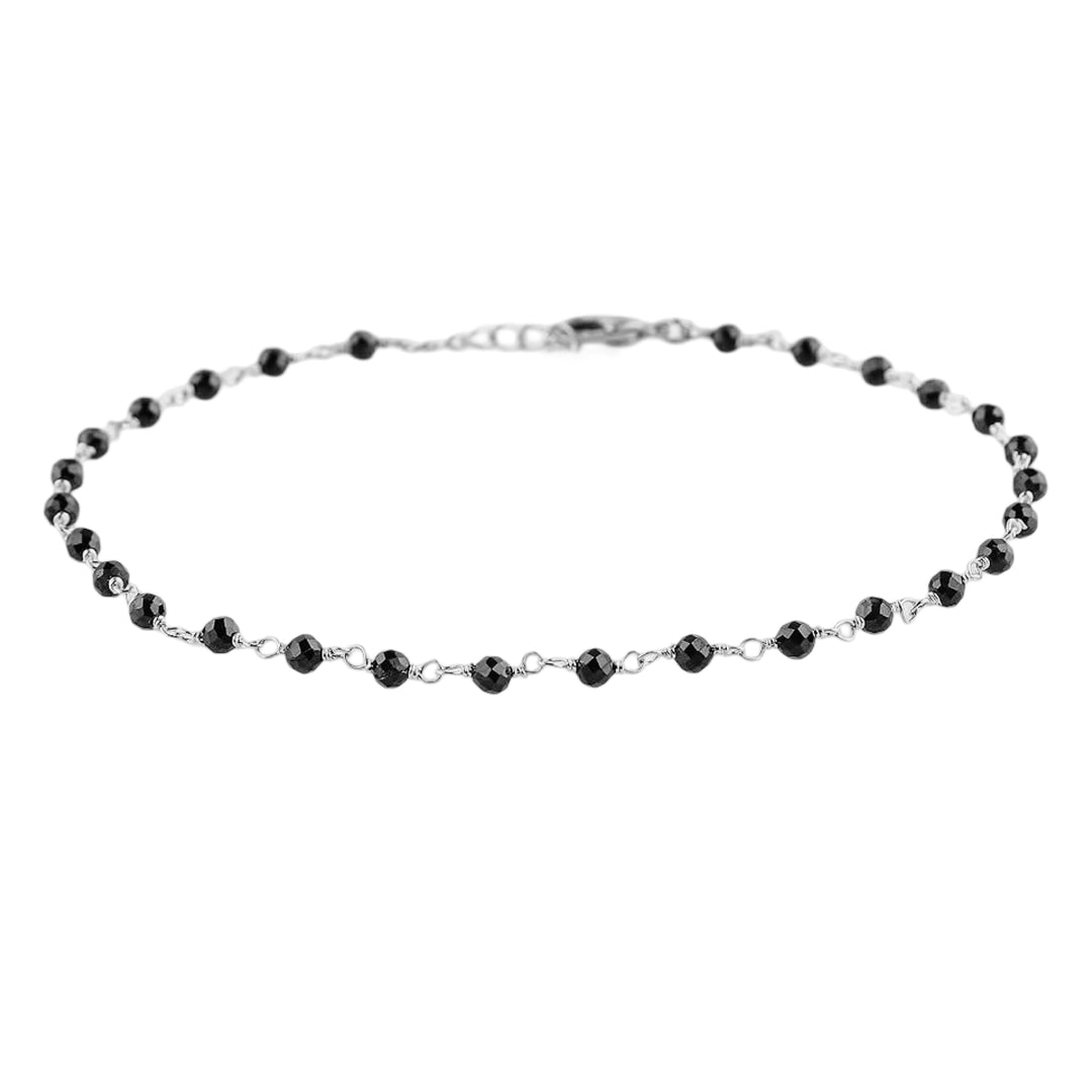 Black Diamond Bead Link Bracelet