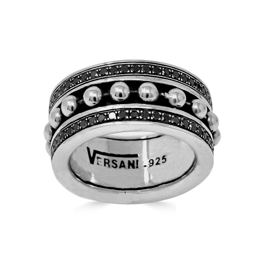 Black Diamond Silver Balls Ring