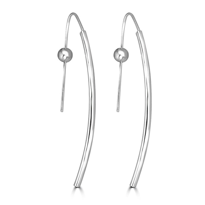 Long Curve Wire Earrings with Ball Post