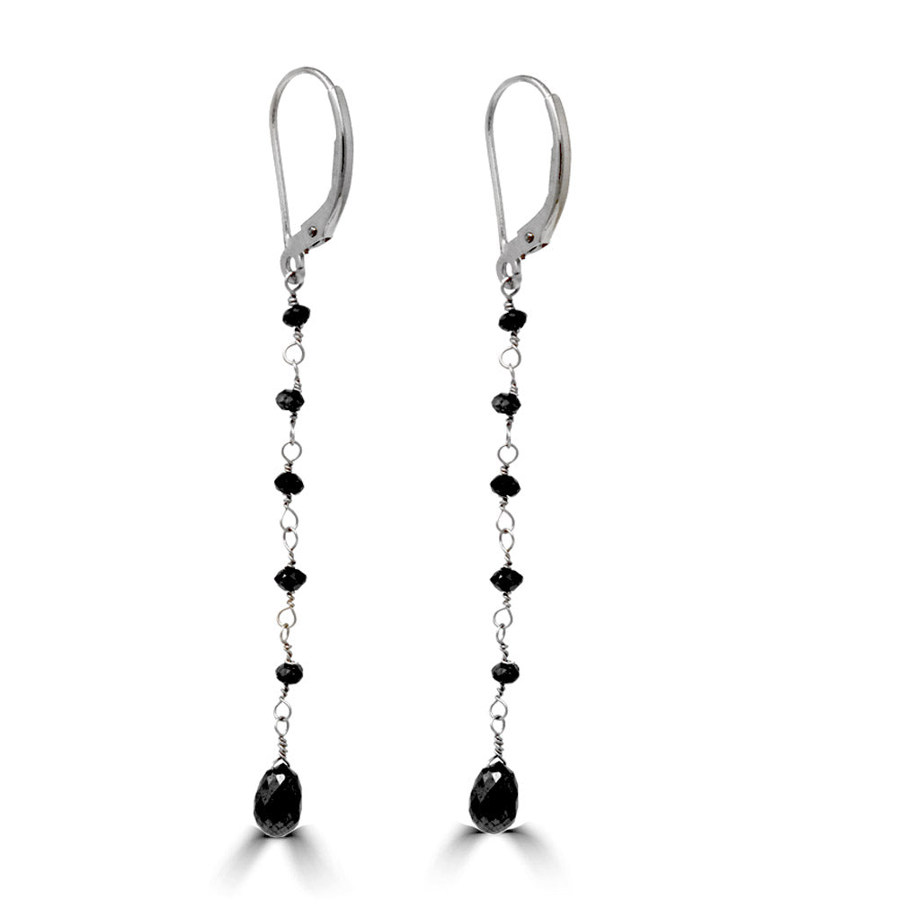 Black Diamond Chain Drop Dangle Earrings