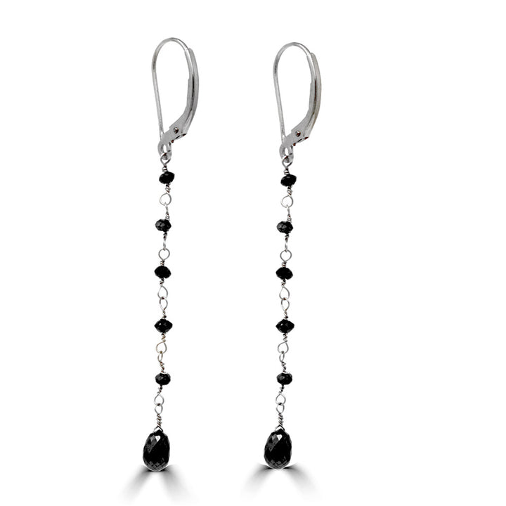 Black Diamond Chain Drop Dangle Earrings