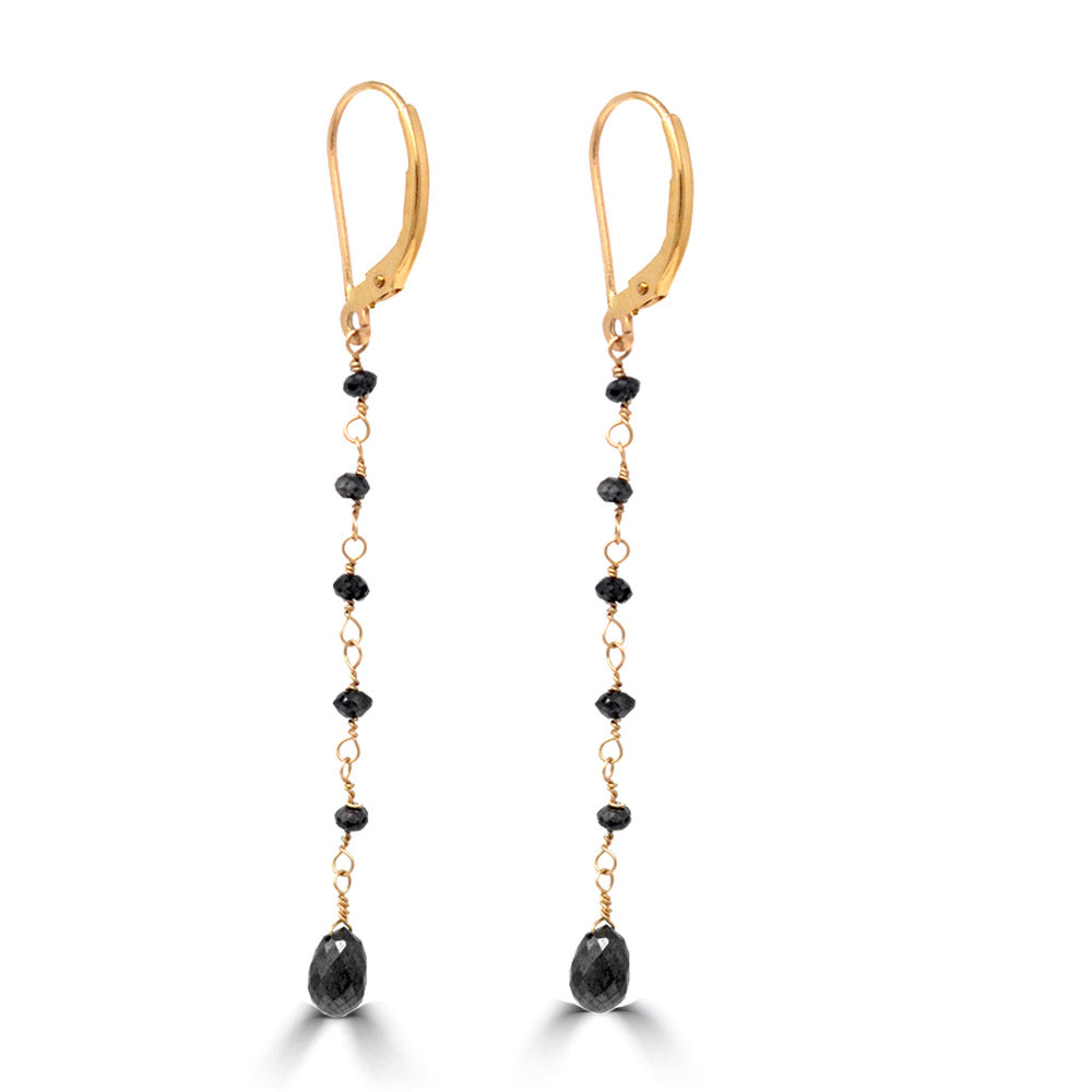 Black Diamond Chain Drop Dangle Earrings