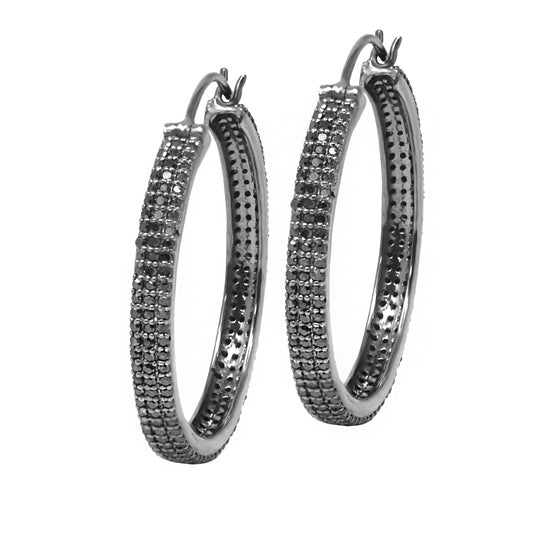 Black Diamond Round Hoops