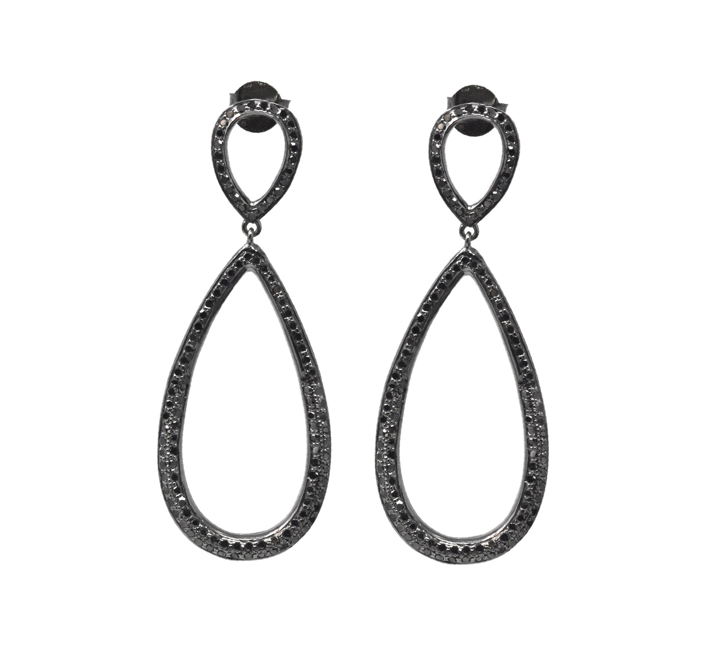Black Diamond Open Teardrop Earrings