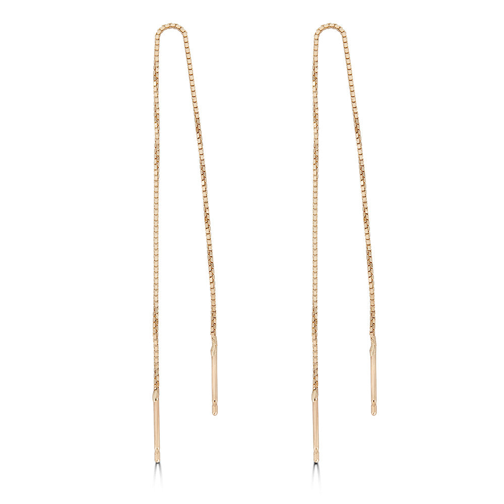 Gold Pull Through Chain Earrings