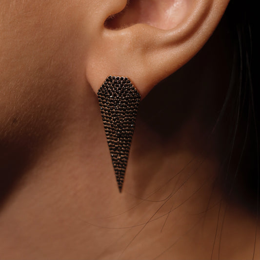 Black Diamond Kite Earrings In Rose Gold