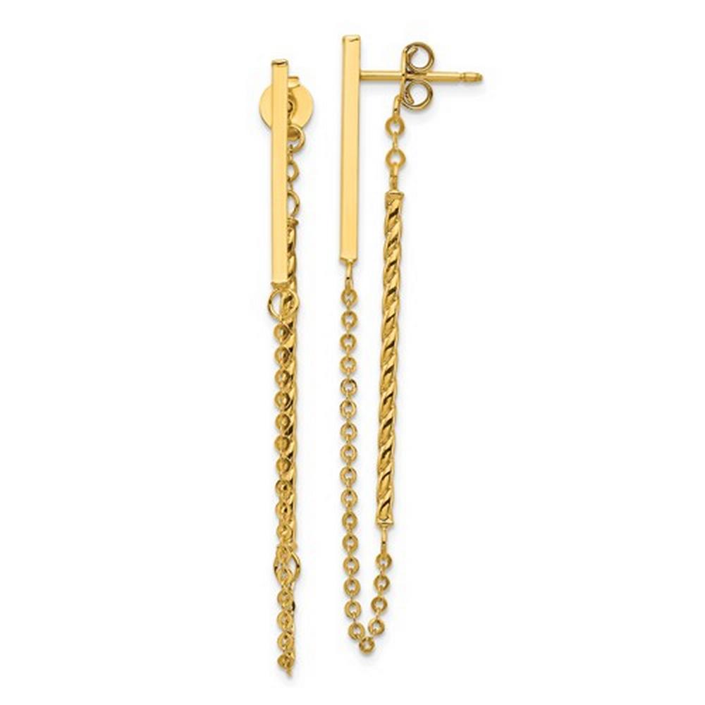 Bar Connection Chain Earrings In Yellow Gold