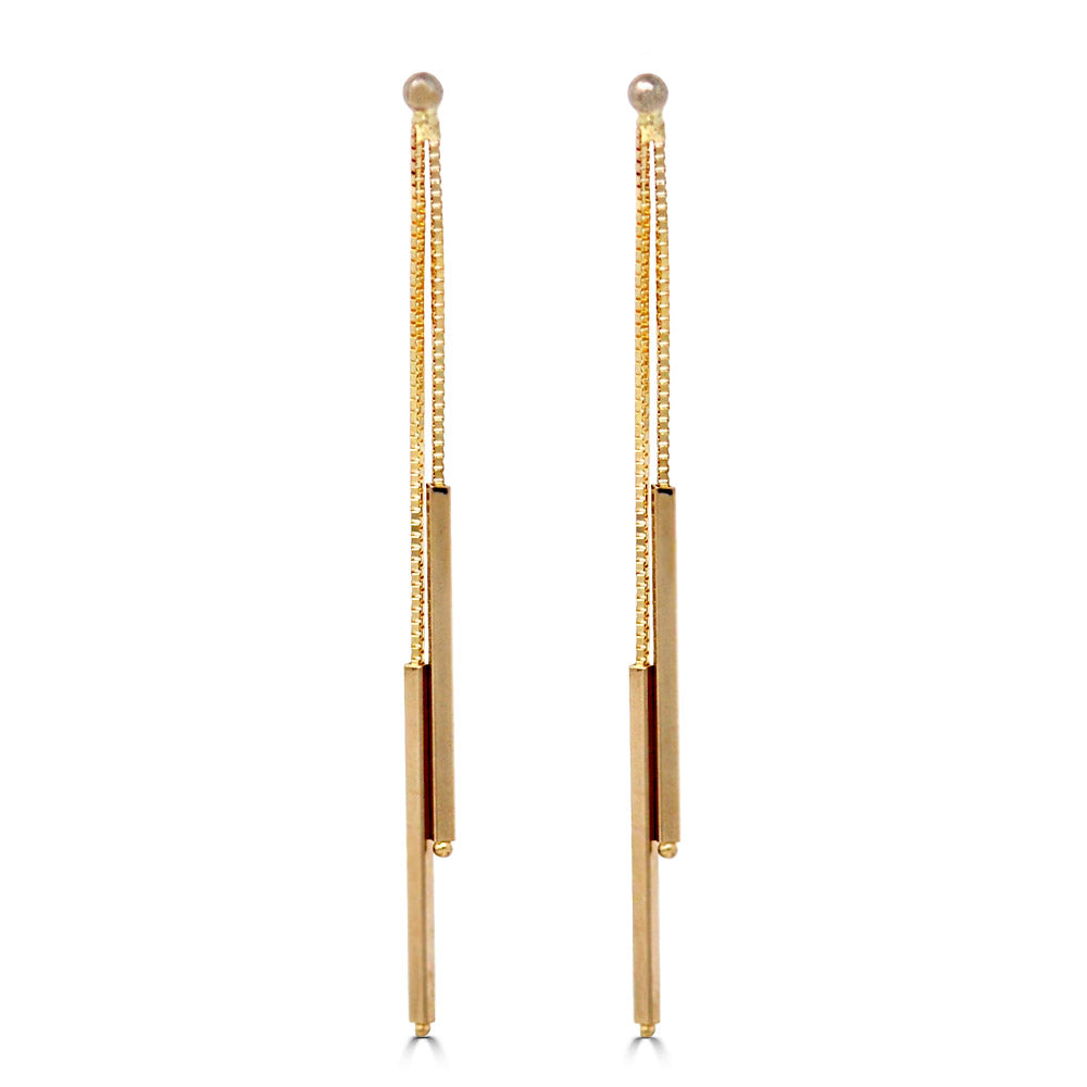 Gold Double Dangling Bar Earrings