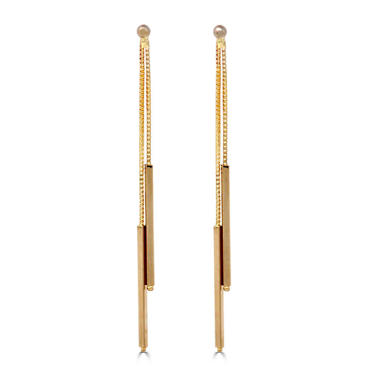 Gold Double Dangling Bar Earrings