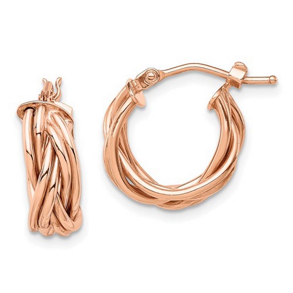 Small Interlocking Hoop Earrings In Rose Gold