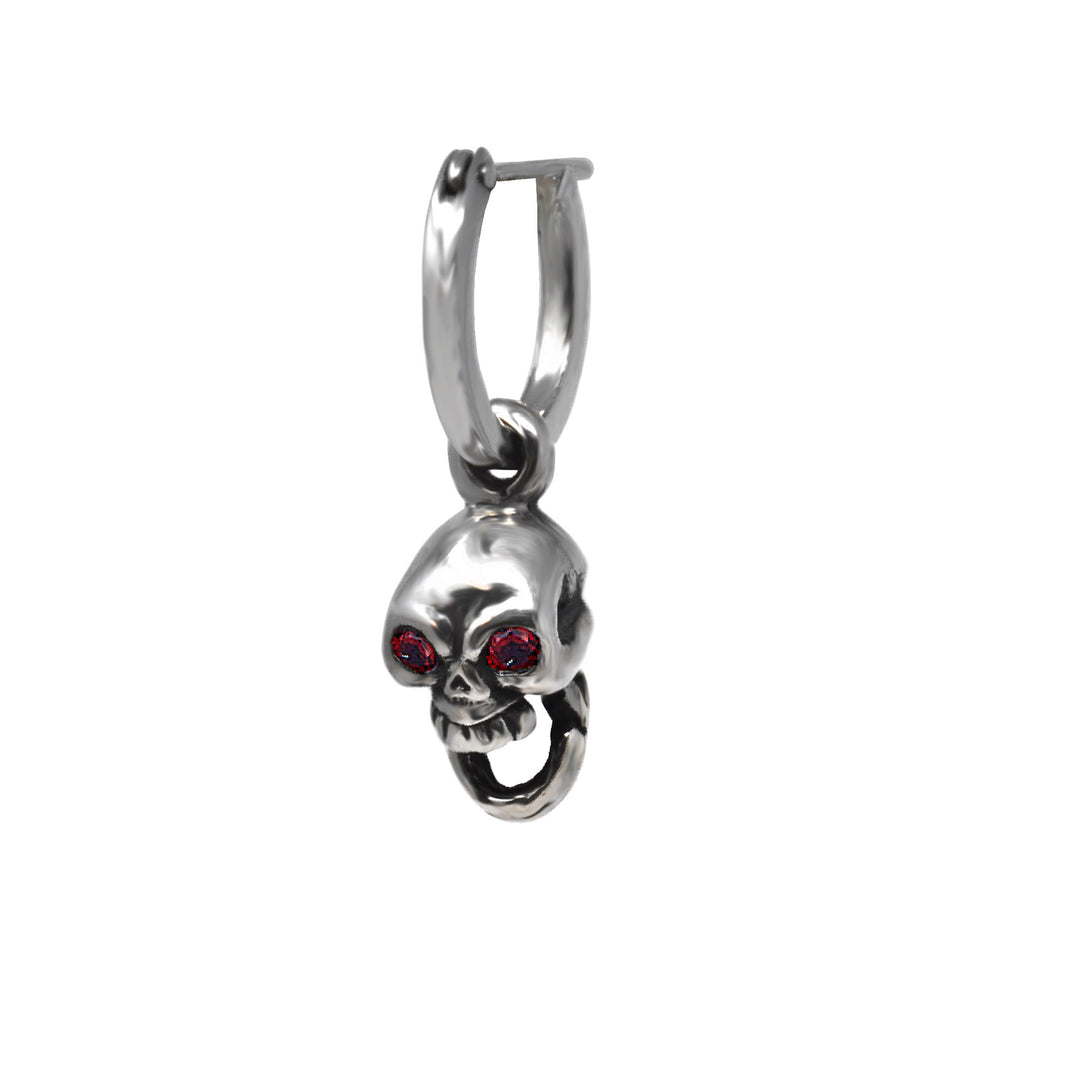 Single Skull Drop Huggie Earring