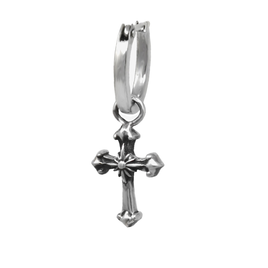 Single Mini Cross Drop Huggie Earring