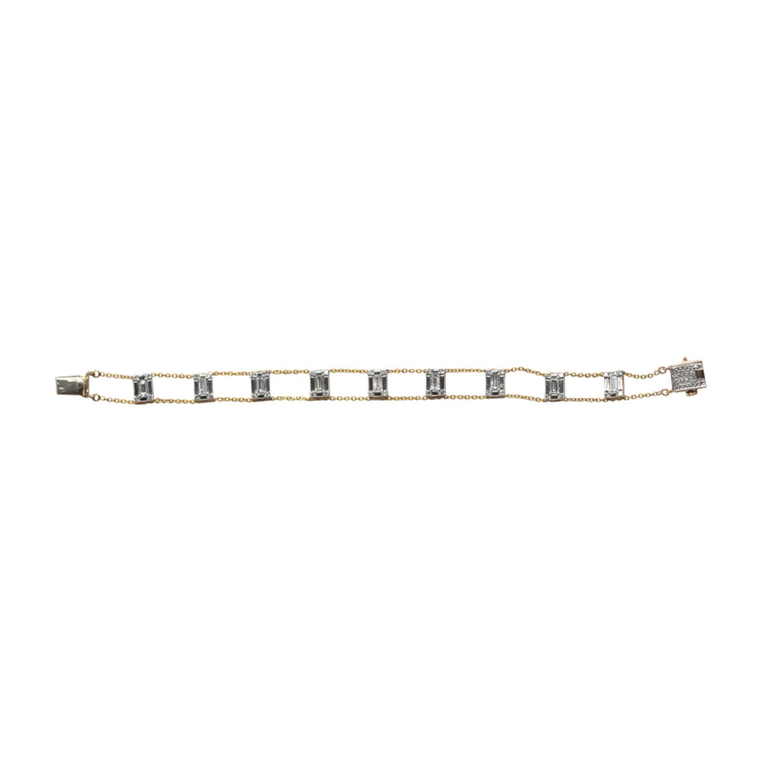 Emerald Cut Diamond Illusion Chain Bracelet