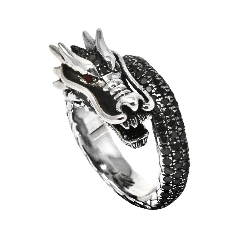 Small Black Diamond Dragon Ring