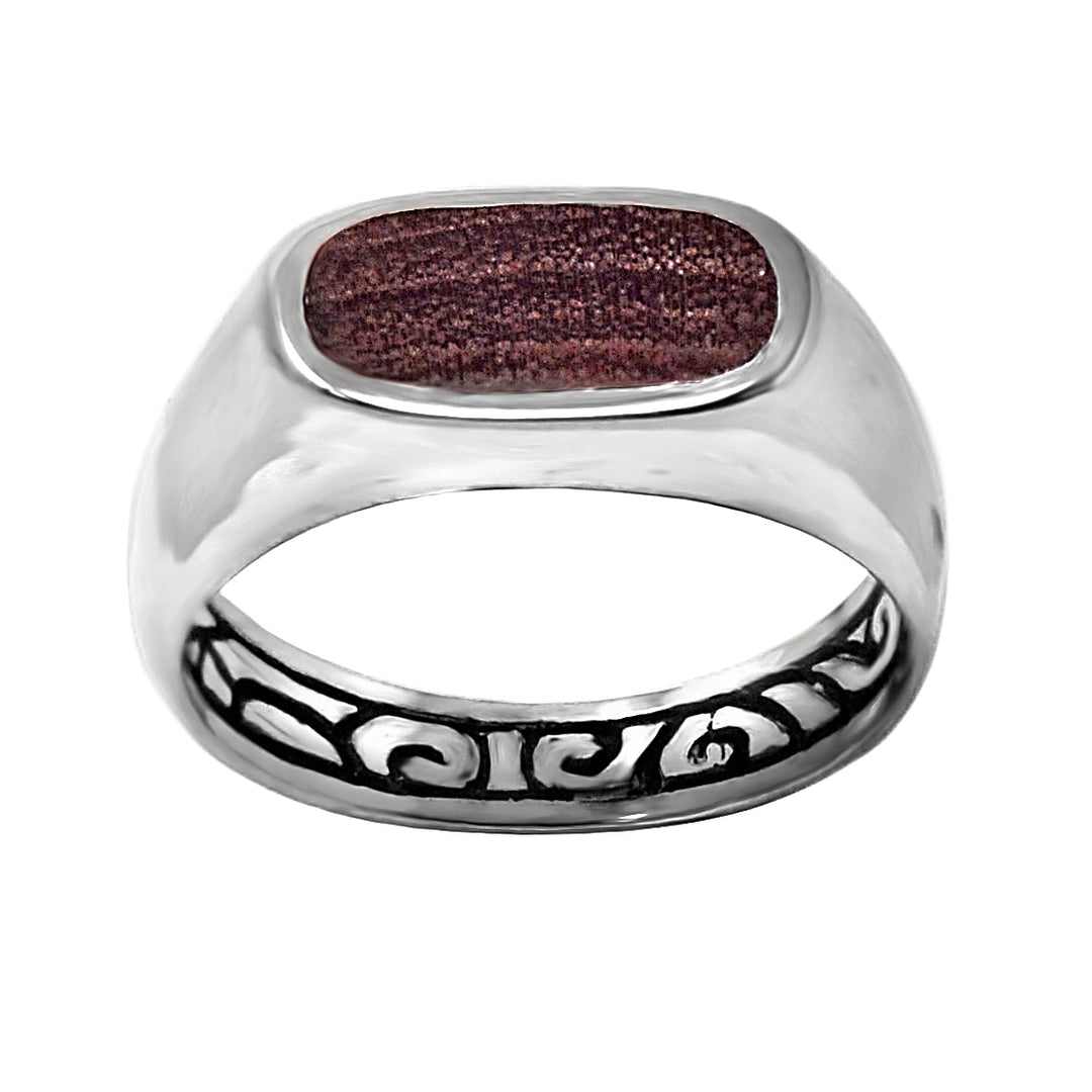 Oval Wood Signet Ring with KeyDesign Inlay