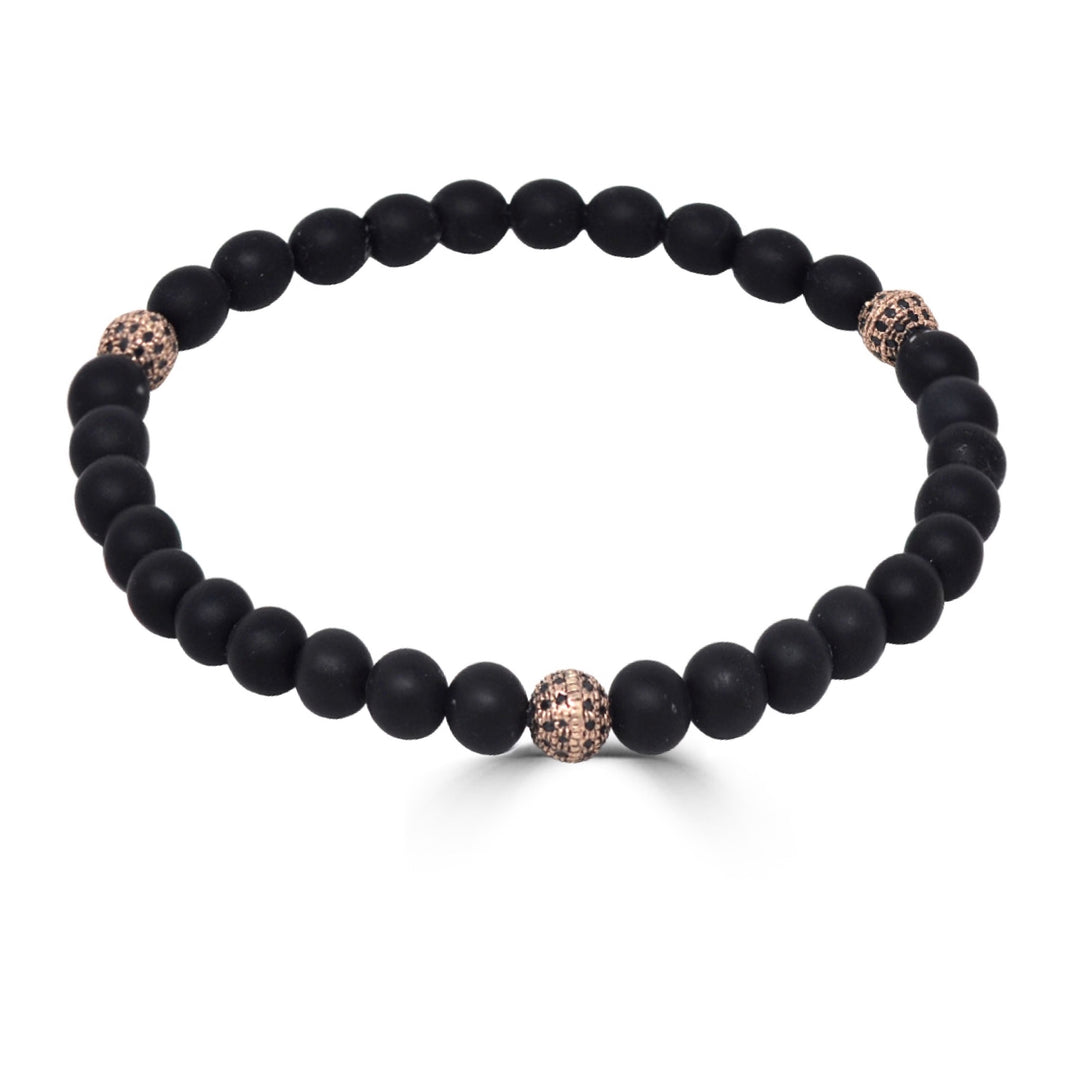 Beaded Bracelet With Black Diamond Rose Gold Beads