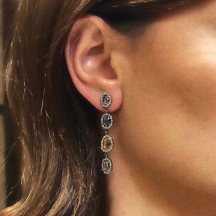 Four Stone Drop Earrings