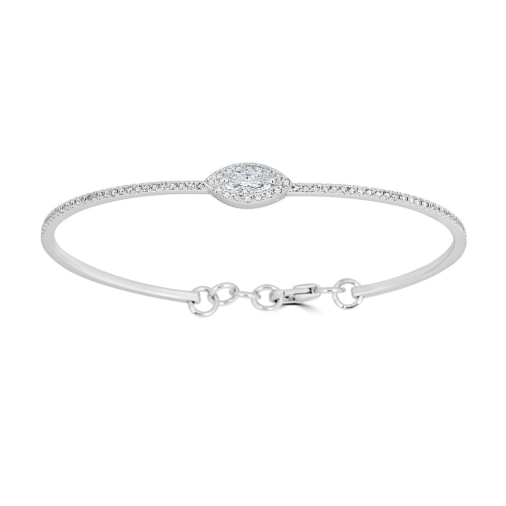 Marquise White Diamond With Diamond Halo Bracelet