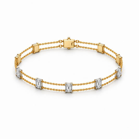 Emerald Cut Diamond Illusion Chain Bracelet