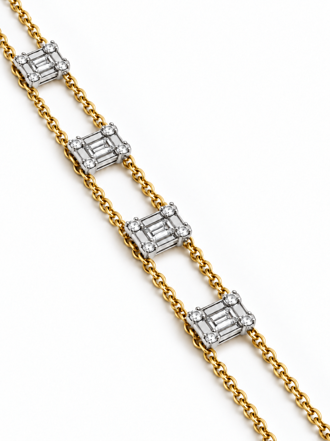 Emerald Cut Diamond Illusion Chain Bracelet