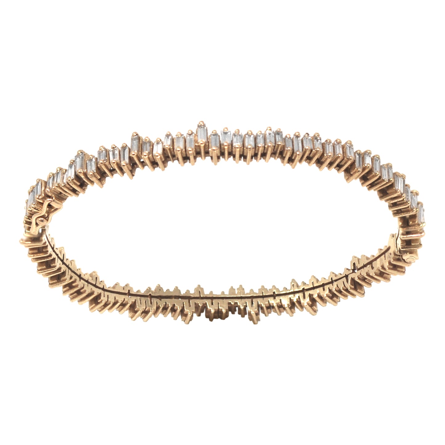 Jagged Baguette Diamond Bangle Bracelet
