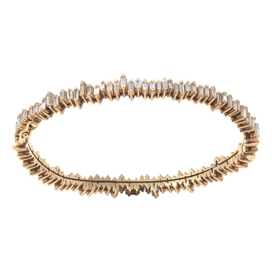 Jagged Baguette Diamond Bangle Bracelet