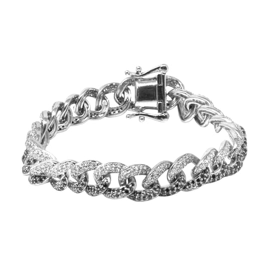 White And Black Diamond Curb Link Bracelet