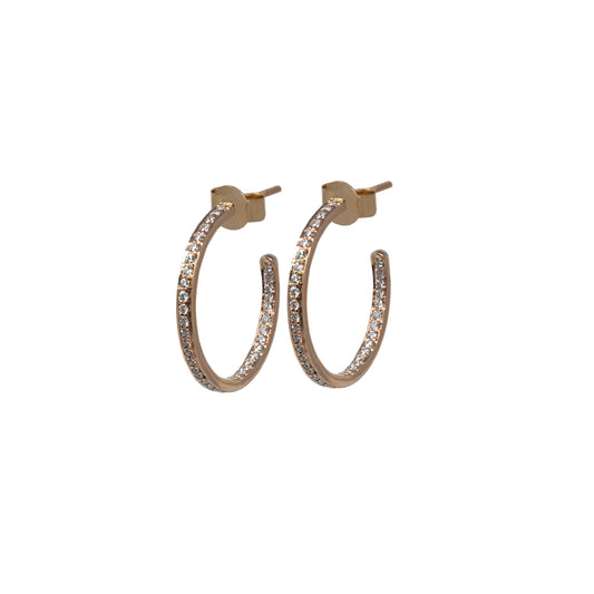 Small White Diamond Inside Out Hoops In Rose Gold