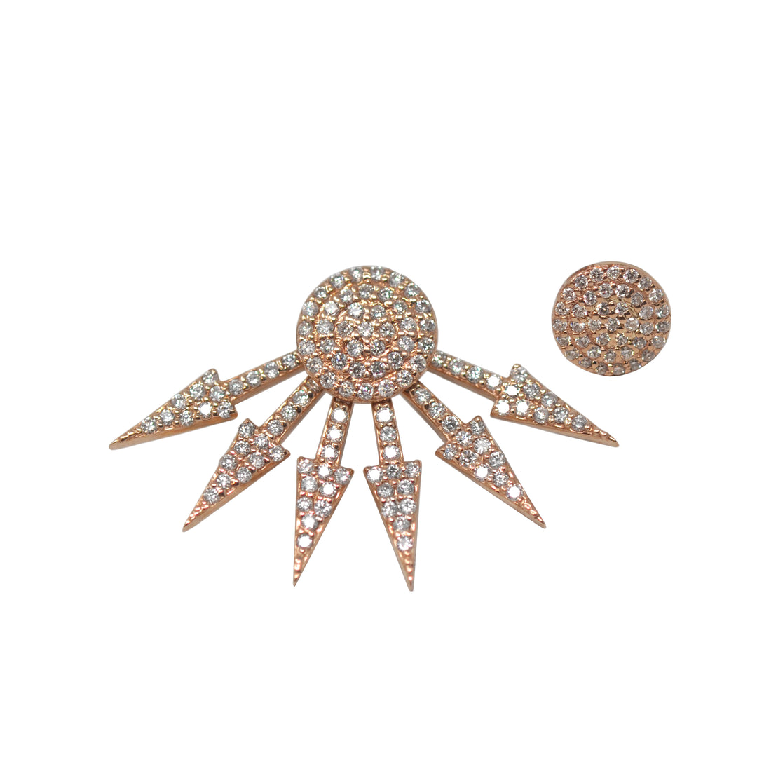 White Diamond Spiked Ear Jacket And Stud