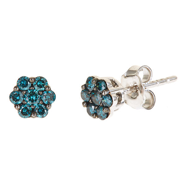 Diamond Flower Stud Earrings