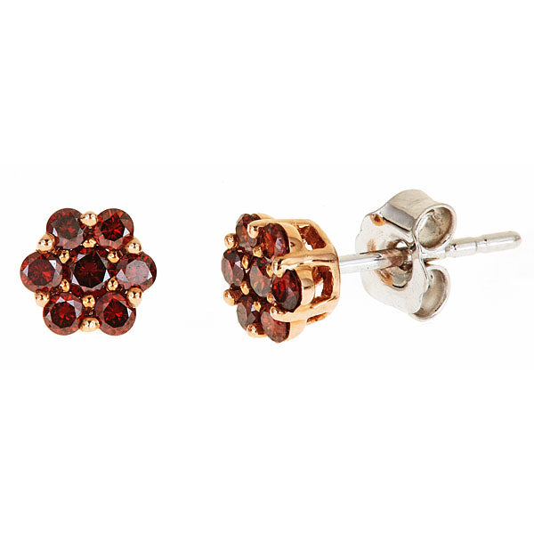 Diamond Flower Stud Earrings