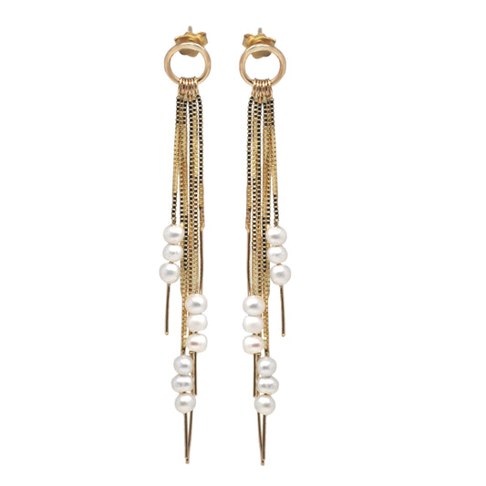 Pearl Tassel Earrings In Gold