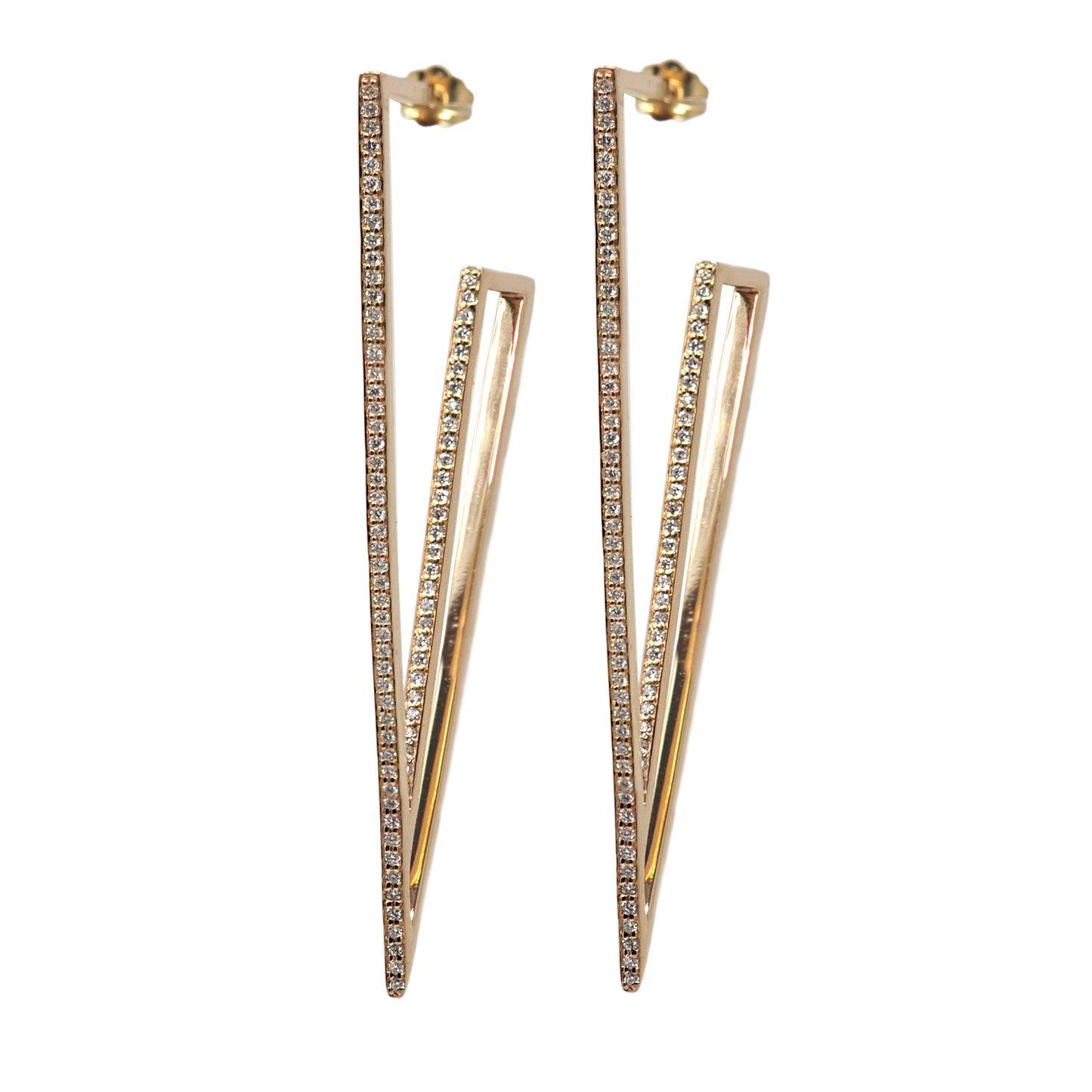 Diamond V-Shape Earrings In Gold