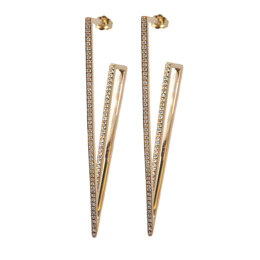 Diamond V-Shape Earrings In Gold