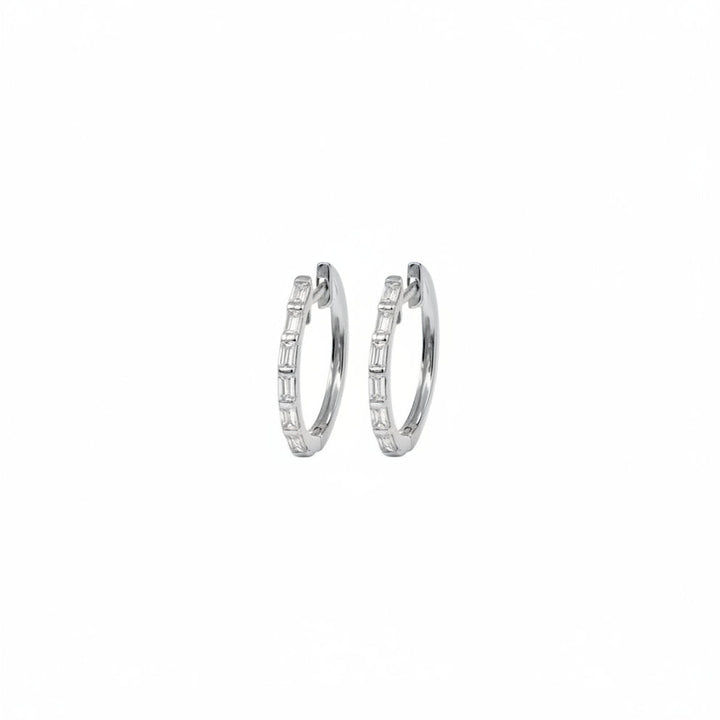 Emerald Cut Diamond Huggie Hoop Earrings