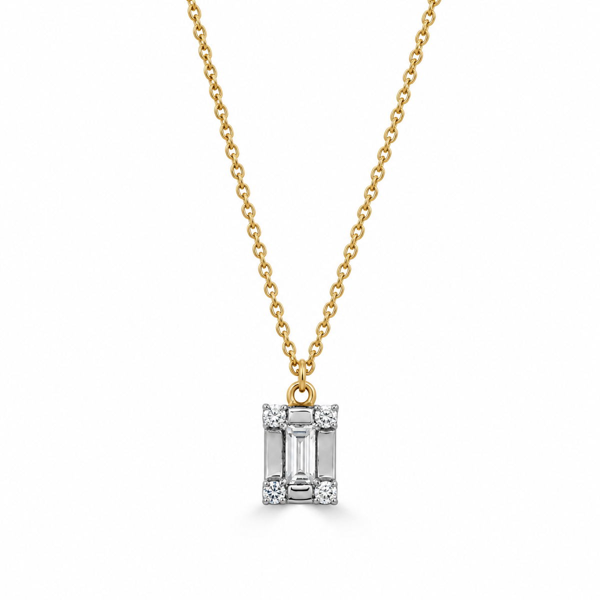 Emerald-Cut Illusion Diamond Pendant Necklace