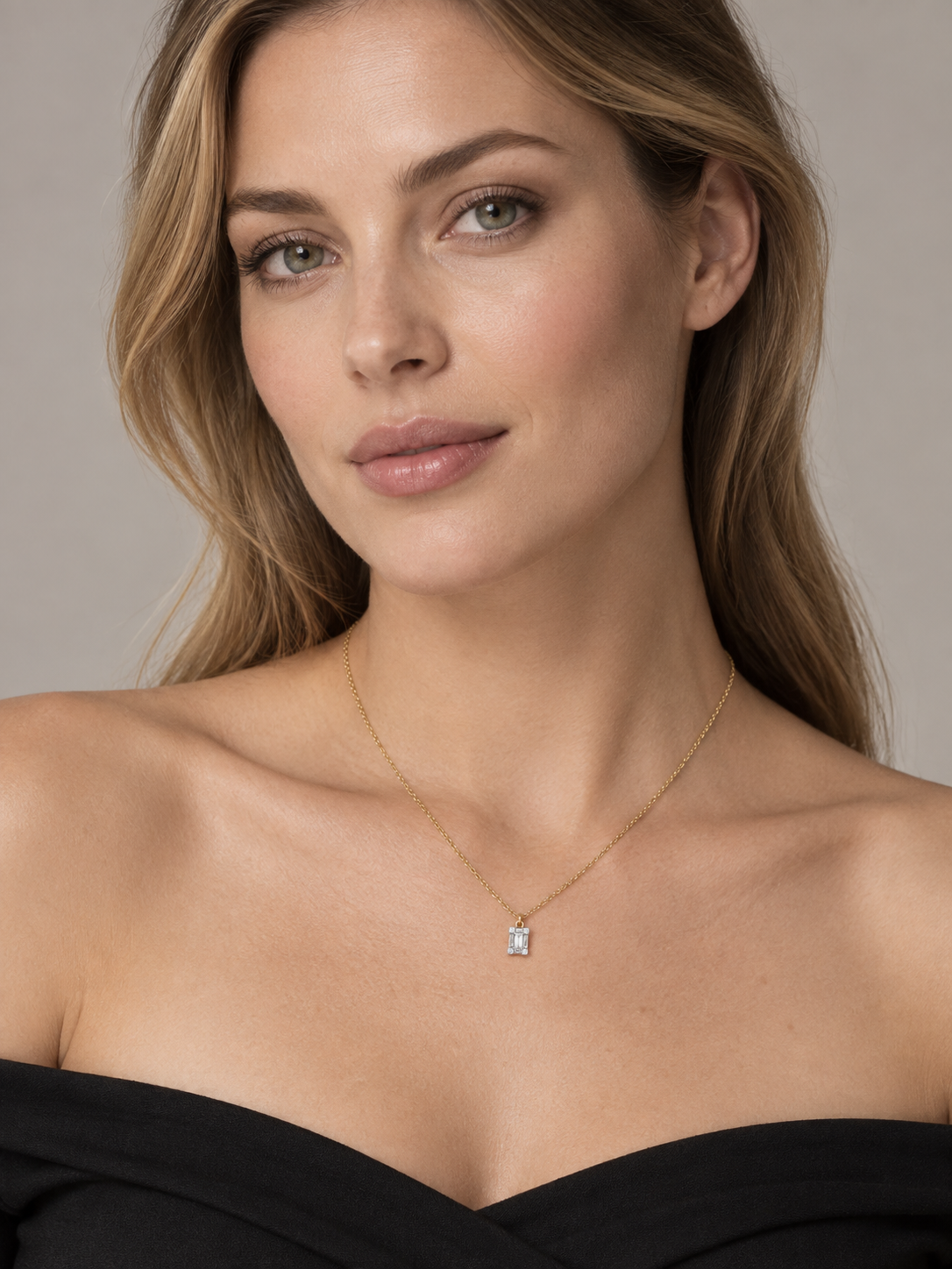 Emerald-Cut Illusion Diamond Pendant Necklace