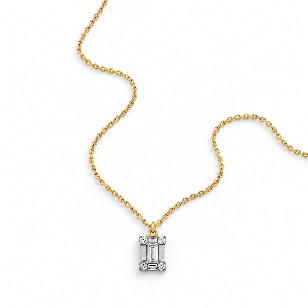 Emerald-Cut Illusion Diamond Pendant Necklace