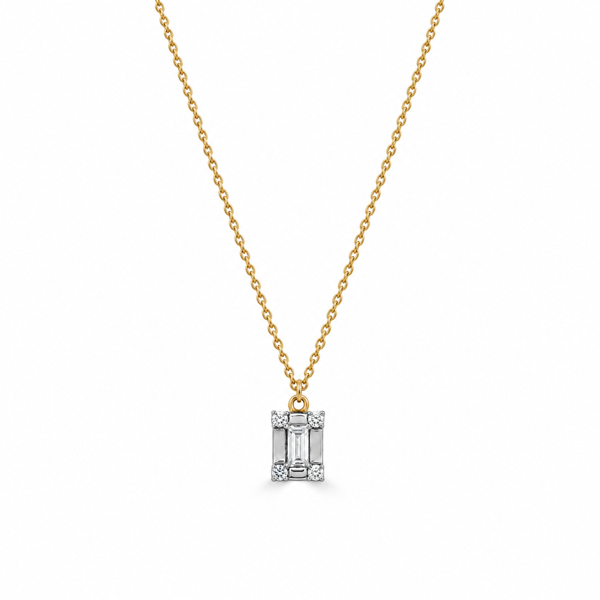 Emerald-Cut Illusion Diamond Pendant Necklace