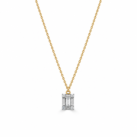Emerald-Cut Illusion Diamond Pendant Necklace