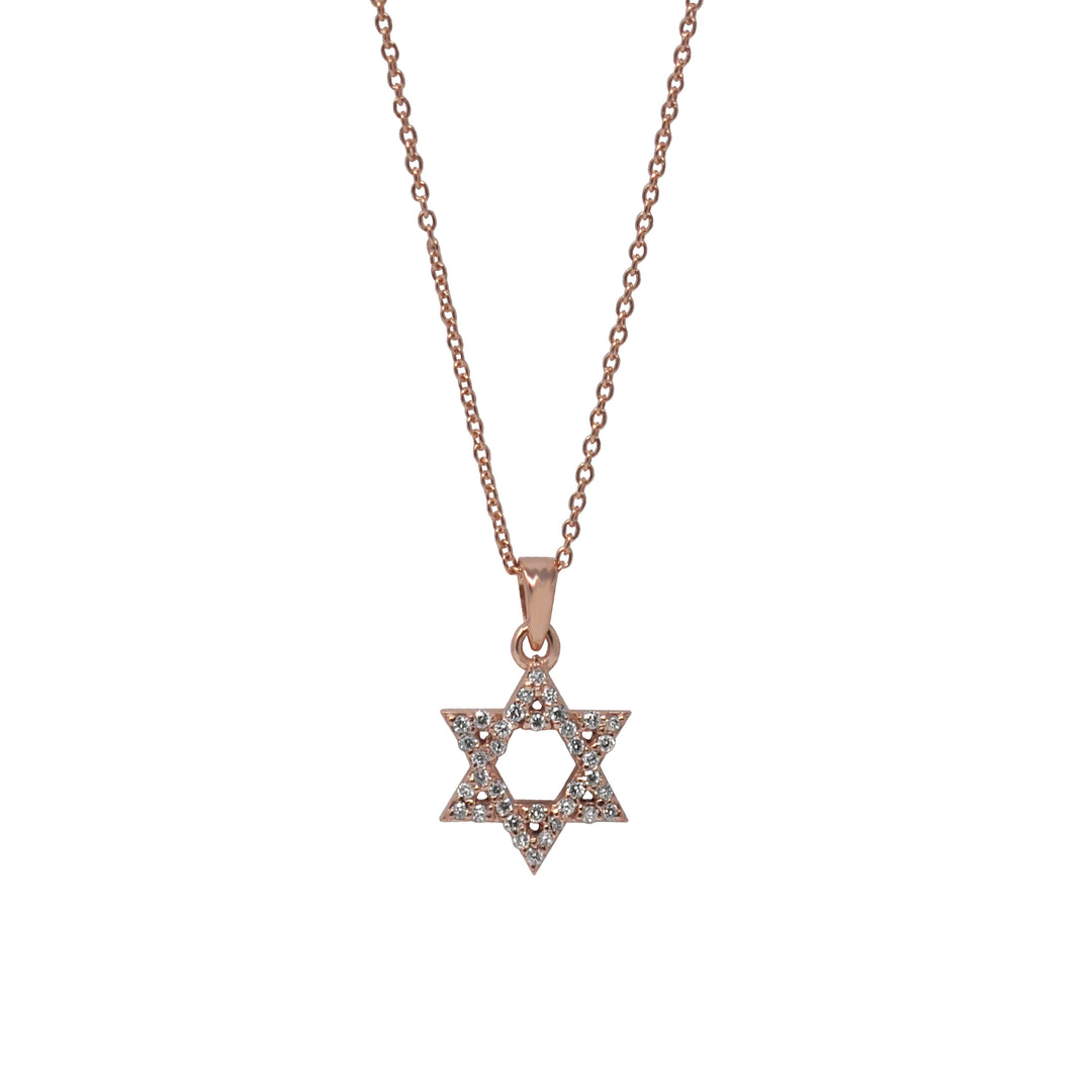 Mini White Diamond Star of David Pendant Necklace