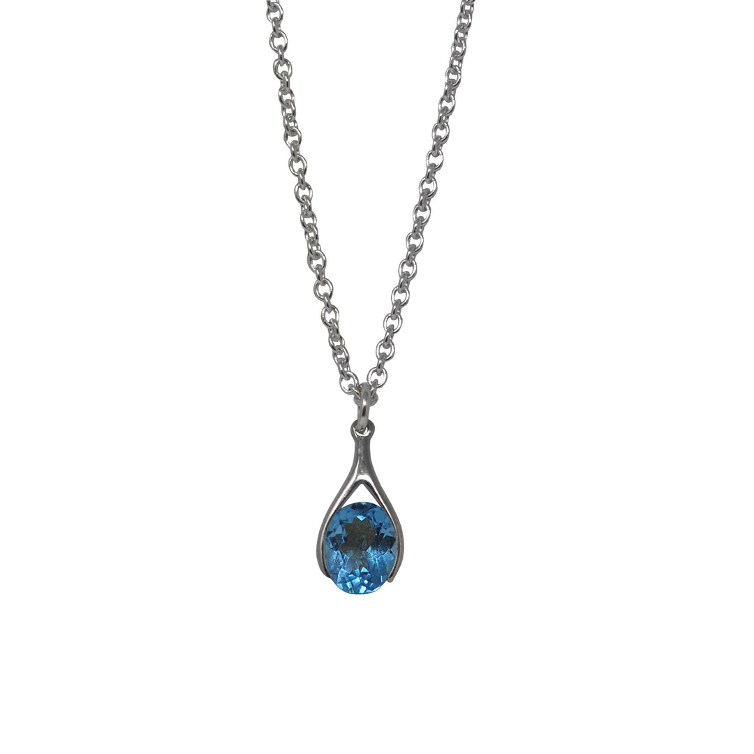 Gemstone Tear Pendant Necklace