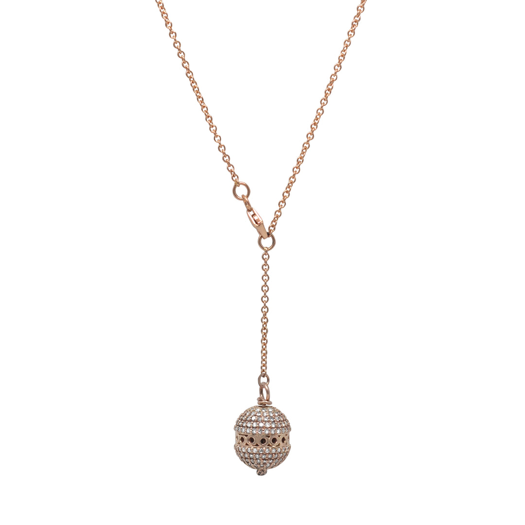 White Diamond Pavé Ball Pendant Necklace