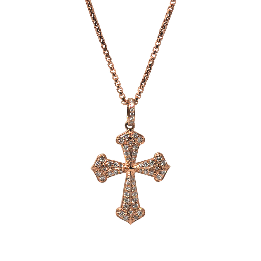 White Diamond Celestial Cross Pendant Necklace