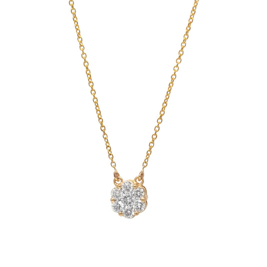 Round White Diamond Pavé Pendant Necklace