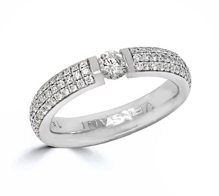 White Diamond Tension Pave Diamond Ring