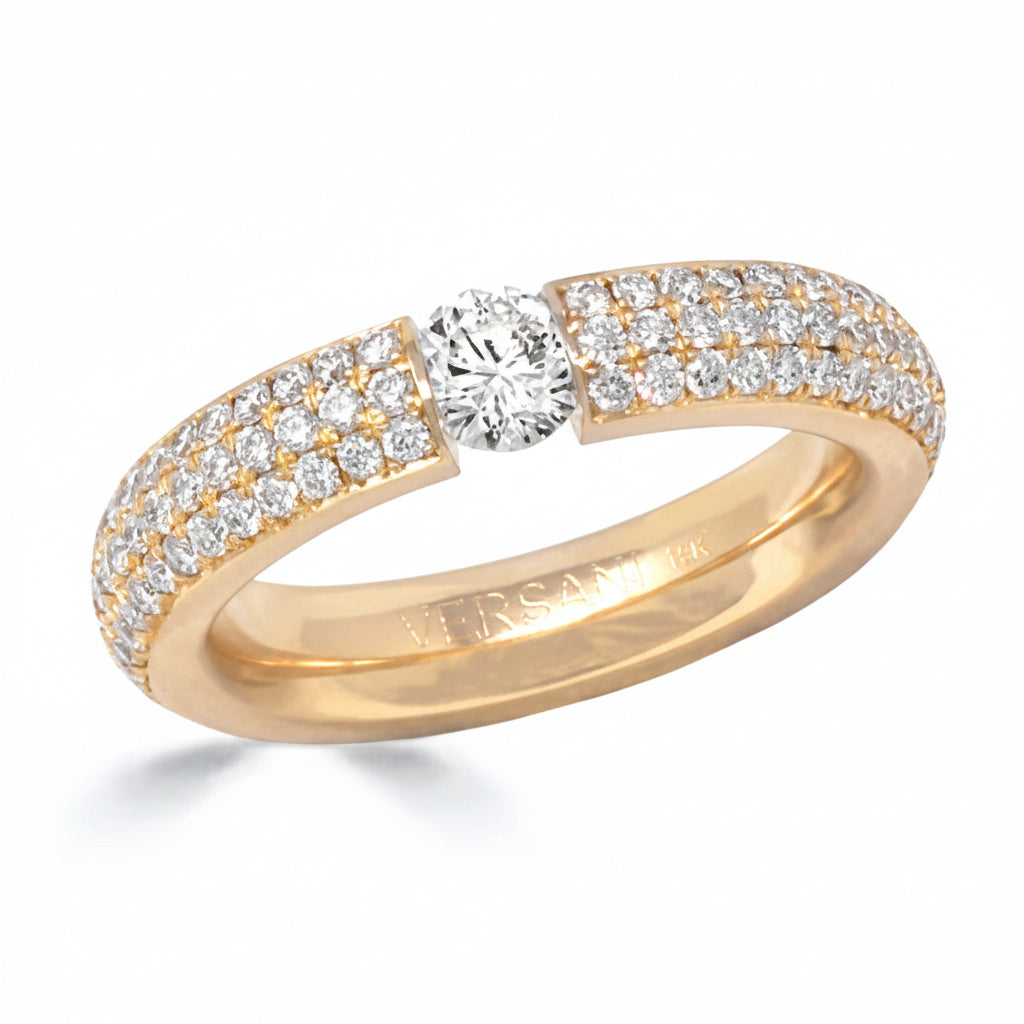 White Diamond Tension Pave Diamond Ring