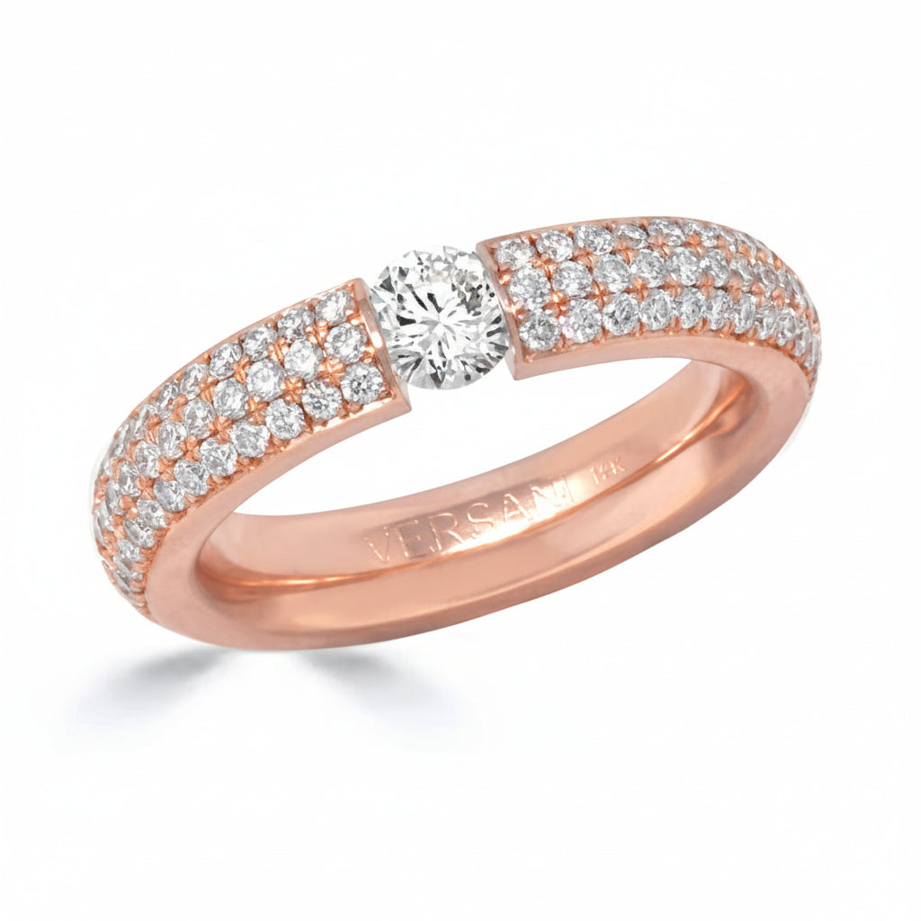 White Diamond Tension Pave Diamond Ring