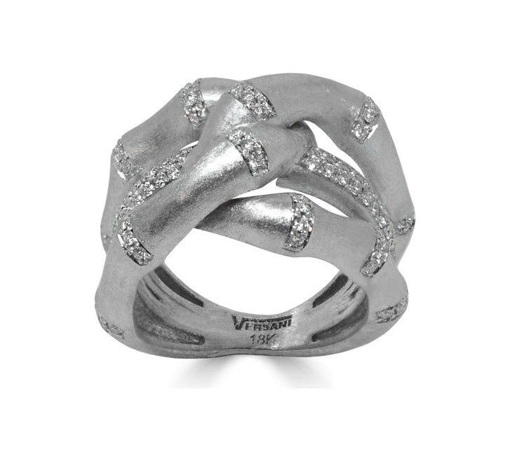 White Diamond Bamboo Interlocking Ring